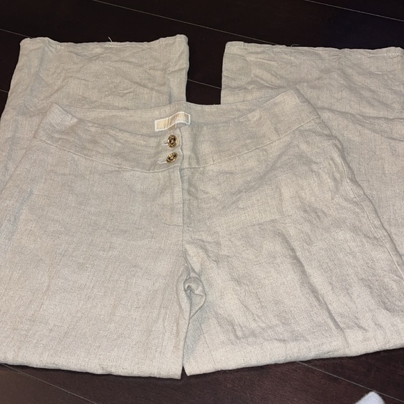 Michael Kors neutral linen straight leg full length pants.  Size 6 100% linen. - Picture 4 of 10